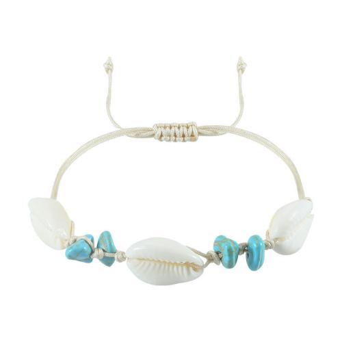 Shell Jewelry Bracelet with turquoise & Polyester Cord Unisex Sold By PC