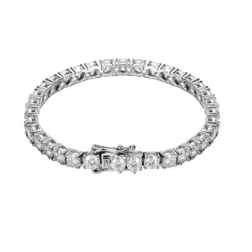 Brass Bracelet & Bangle, Cupronickel, with Moissanite, for woman, silver color, Length:Approx 16 cm, Sold By PC