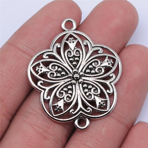 Flower Tibetan Style Connector, antique silver color plated, DIY & 1/1 loop & hollow, 37x31mm, Sold By PC