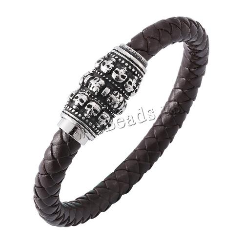 PU Leather Cord Bracelets, 304 Stainless Steel, with PU Leather, Vacuum Ion Plating, Unisex & different size for choice & different styles for choice, more colors for choice, Sold By PC