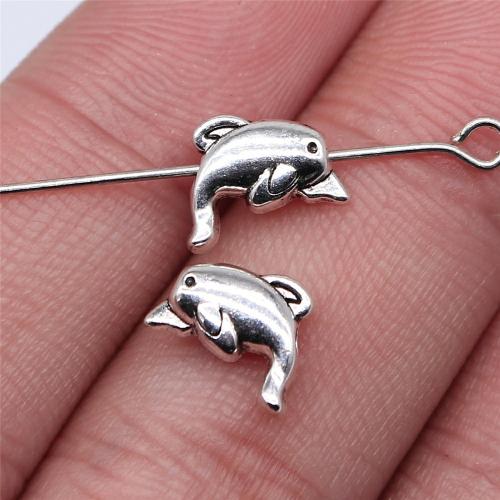 Zinc Alloy Animal Beads Dolphin antique silver color plated DIY Sold By PC