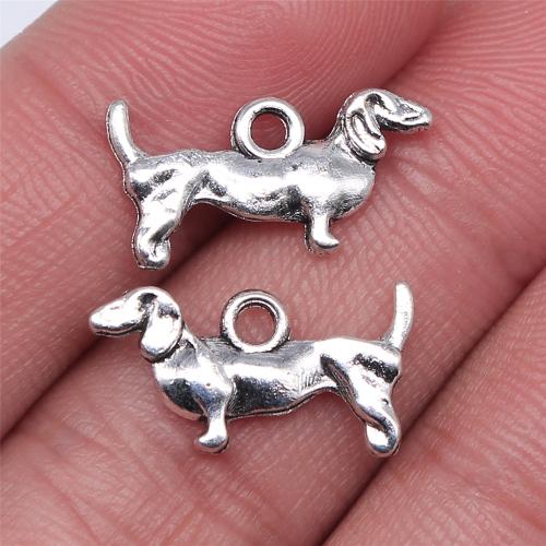 Tibetan Style Animal Pendants, Dog, antique silver color plated, DIY, 10x18mm, Sold By PC