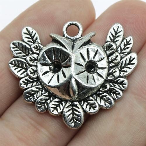 Tibetan Style Animal Pendants, Owl, antique silver color plated, DIY, 35x30mm, Sold By PC