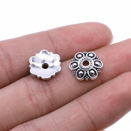 Tibetan Style Bead Cap, Flower, antique silver color plated, DIY, 12x12mm, Sold By PC