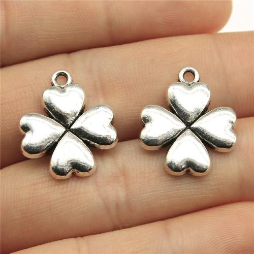 Tibetan Style Clover Pendant, Four Leaf Clover, antique silver color plated, DIY, 20x17mm, Sold By PC