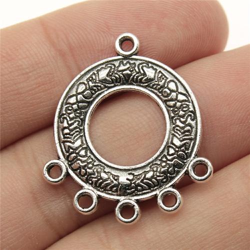 Zinc Alloy Connector Round antique silver color plated DIY & 1/5 loop Sold By PC