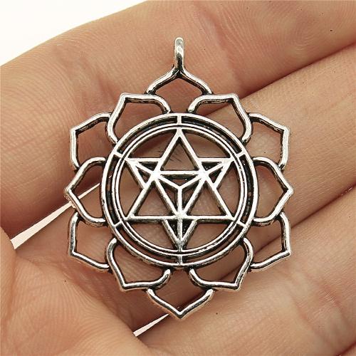 Tibetan Style Flower Pendants, antique silver color plated, DIY, 39x32mm, Sold By PC