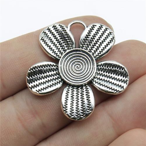 Tibetan Style Flower Pendants, antique silver color plated, DIY, 35x34mm, Sold By PC
