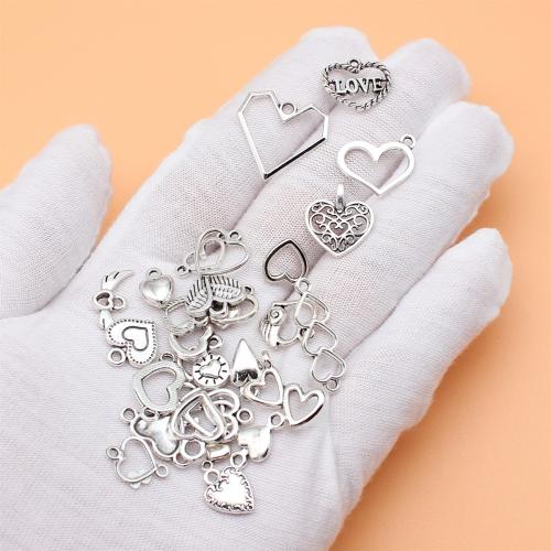 Heart Tibetan Style Connector, antique silver color plated, DIY & 1/1 loop, 30PC/Bag, Sold By Bag
