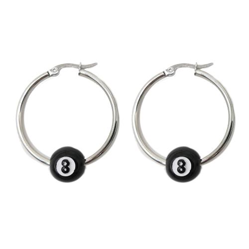 304 Stainless Steel Lever Back Earring with Acrylic Unisex & with number pattern Sold By Pair