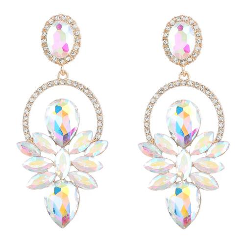 Zinc Alloy Drop Earring with Glass Rhinestone Geometrical Pattern plated for woman & hollow 120mm Sold By Pair