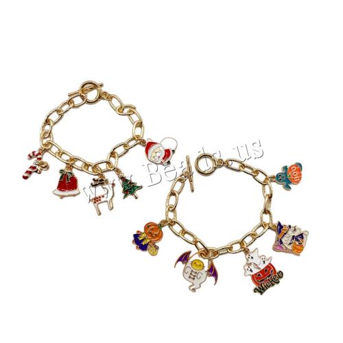 alliage de zinc bracelet, Placage de couleur d'or, unisexe & styles différents pour le choix & émail, Longueur:Environ 7.5 pouce, Vendu par PC