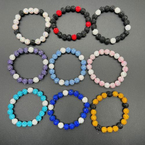 Rhinestone Bracelet, with Clay & Tibetan Style, Round, Unisex & different styles for choice, Length:Approx 6-8 Inch, Sold By PC