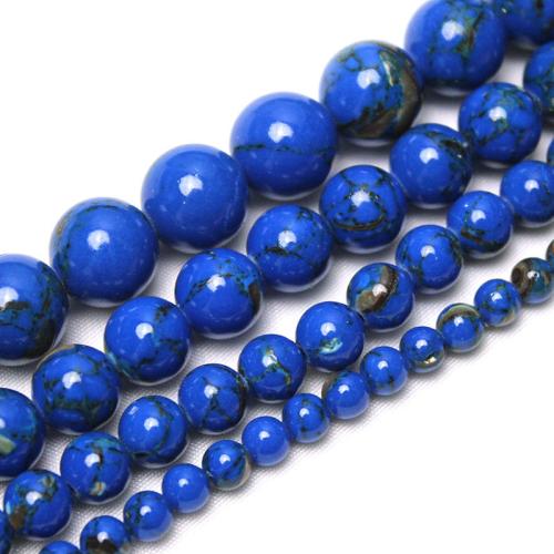 Turquoise Beads, Round, polished, DIY & different size for choice, blue, Sold By Strand