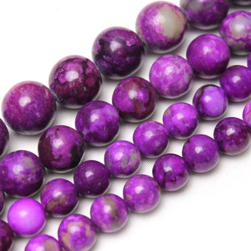 Natürliche Charoit Perlen, rund, poliert, DIY & verschiedene Größen vorhanden, violett, verkauft von Strang