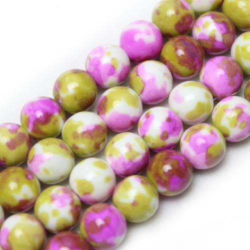 Perles en pierres de fleur de pluie, pierre fleur de pluie, Rond, poli, DIY & normes différentes pour le choix, multicolore, Vendu par brin