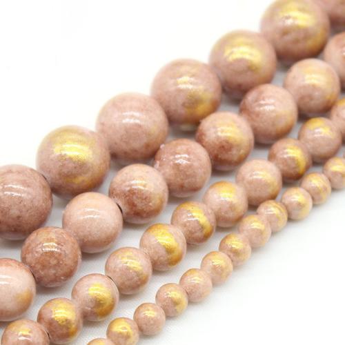 Perles bijoux en pierres gemmes, Pierre cloisonnée, Rond, poli, DIY & normes différentes pour le choix, brun, Vendu par brin