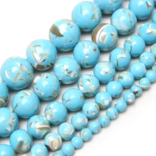 Turquoise Beads Round polished DIY skyblue Sold By Strand