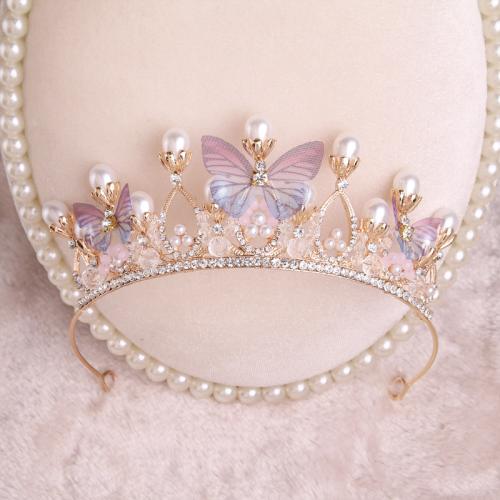 Bridal Tiaras Zinc Alloy with Plastic Pearl Girl & with rhinestone Sold By PC