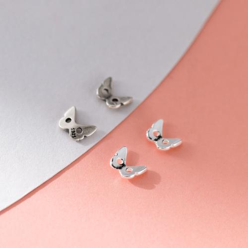 Perles d'espacement Bijoux, Argent sterling 925, papillon, DIY & double trou, plus de couleurs à choisir, 8.50x6.50x1mm, Trou:Environ 1.4mm, Vendu par PC