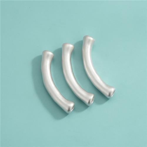 925 Sterling Silver Curved Tube Beads, DIY, 43.30x7.30mm, Sold By PC