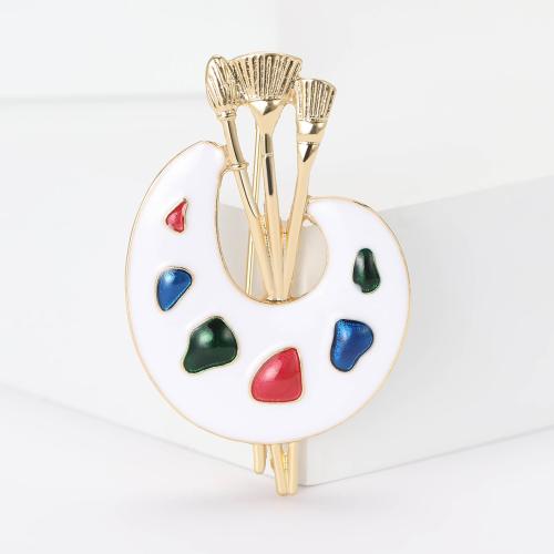 Tibetan Style Brooches, gold color plated, for woman & enamel, mixed colors, nickel, lead & cadmium free, Sold By PC
