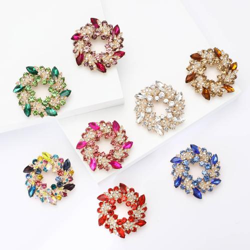 Tibetan Style Brooches, Flower, plated, for woman & with rhinestone, more colors for choice, nickel, lead & cadmium free, Sold By PC
