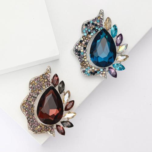 Tibetan Style Brooches, plated, for woman & with rhinestone, more colors for choice, nickel, lead & cadmium free, Sold By PC