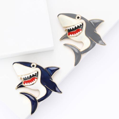 Tibetan Style Brooches, Shark, plated, for woman & enamel, more colors for choice, nickel, lead & cadmium free, Sold By PC