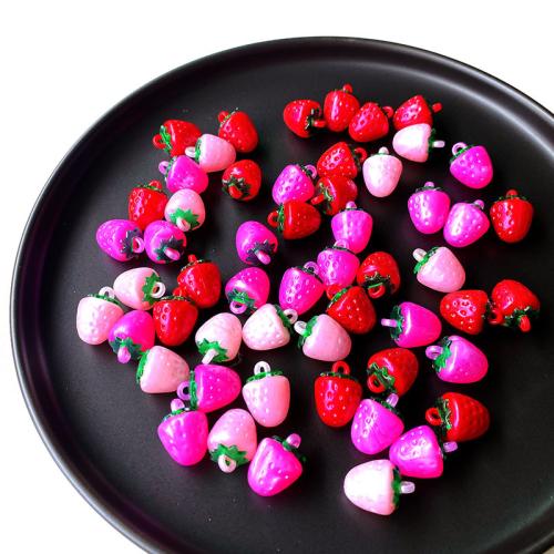 Resin Pendant, Strawberry, DIY, more colors for choice, 13.80x18.60mm, 100PCs/Bag, Sold By Bag