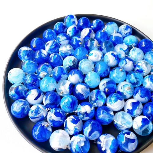Resin Pendant, Round, DIY, blue, 20mm, 100PCs/Bag, Sold By Bag