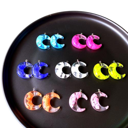 Resin Pendant, Moon, DIY, more colors for choice, 25mm, 100PCs/Bag, Sold By Bag