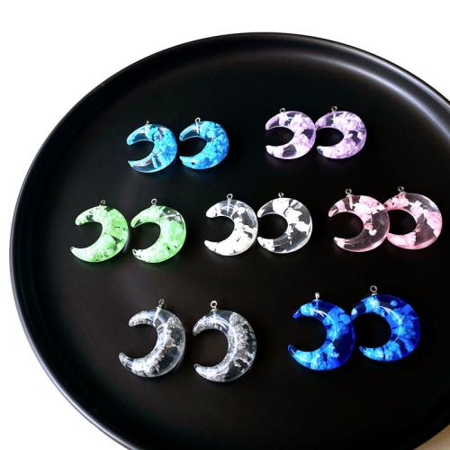 Resin Pendant, Moon, epoxy gel, DIY & luminated, more colors for choice, 25mm, 100PCs/Bag, Sold By Bag