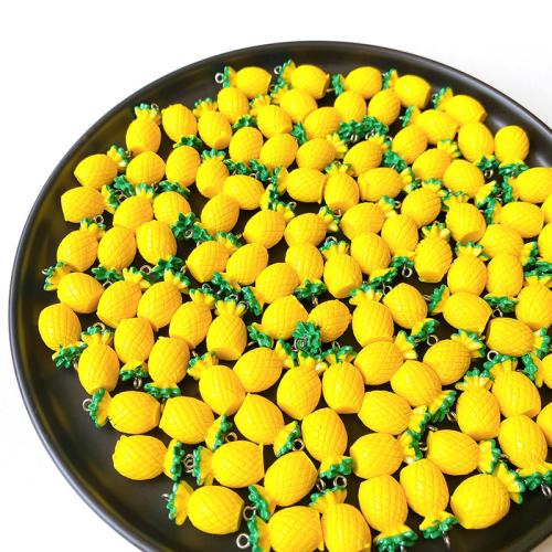 Resin Pendant, Pineapple, DIY, yellow, 17x11mm, 100PCs/Bag, Sold By Bag