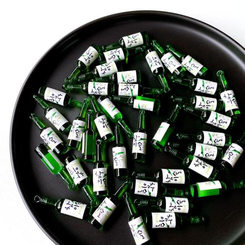 Resin Pendant, Winebottle, DIY, green, 40x10mm, 100PCs/Bag, Sold By Bag