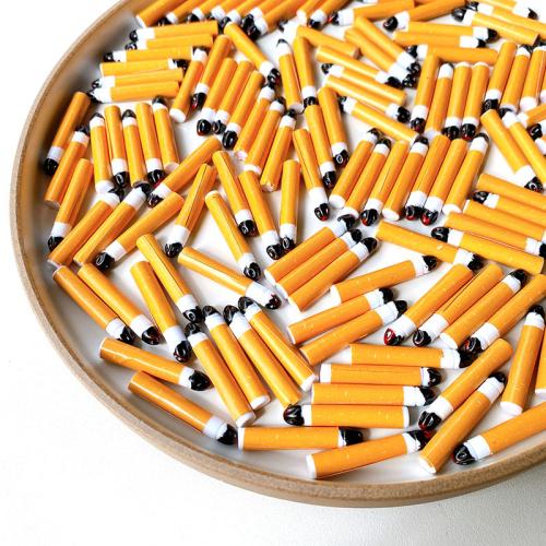 Mobile Phone DIY Decoration, Resin, cigarette, yellow, 32x6mm, 100PCs/Bag, Sold By Bag