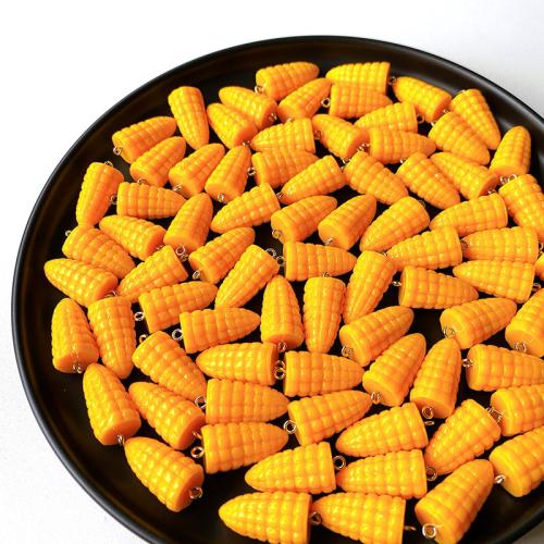 Resin Pendant, Corn, DIY, yellow, 25x14mm, 100PCs/Bag, Sold By Bag