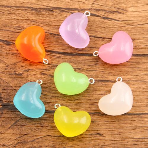 Resin Pendant, Heart, DIY & luminated, more colors for choice, 21x21mm, 100PCs/Bag, Sold By Bag