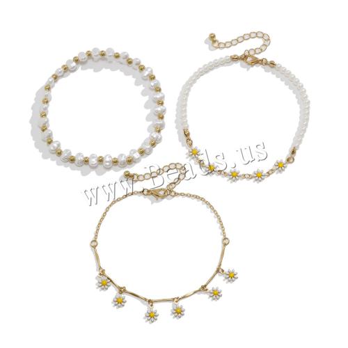 Fashion Jewelry Anklet, plastique revêtu de cuivre, avec chaîne en laiton, trois pièces & bijoux de mode & styles différents pour le choix & pour femme, Vendu par fixé