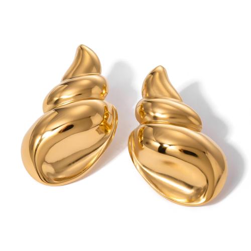 Stainless Steel Stud Earrings 304 Stainless Steel Conch 18K gold plated fashion jewelry & for woman Sold By Pair