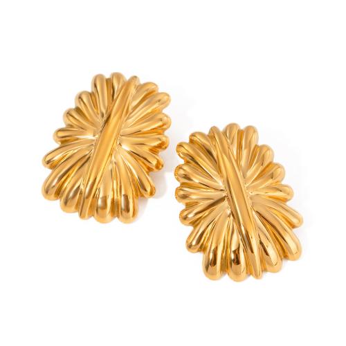 Pendientes de Acero Inoxidable, acero inoxidable 304, Rectángular, 18K chapado en oro, Joyería & para mujer, 33x24.60mm, Vendido por Par