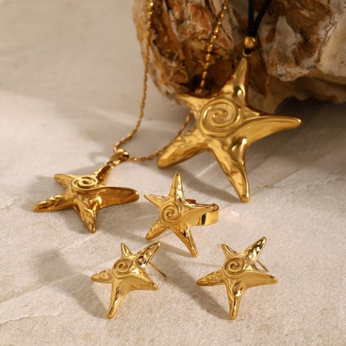 Fashion Stainless Steel Jewelry Sets 304 Stainless Steel Starfish 18K gold plated fashion jewelry & for woman Sold By PC