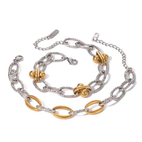 Stainless Steel Jewelry Bracelet, 304 Stainless Steel, plated, fashion jewelry & different styles for choice & for woman & two tone, Sold By PC