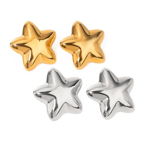 Stainless Steel Stud Earrings, 304 Stainless Steel, Star, plated, fashion jewelry & for woman, more colors for choice, 28x29mm, Sold By Pair