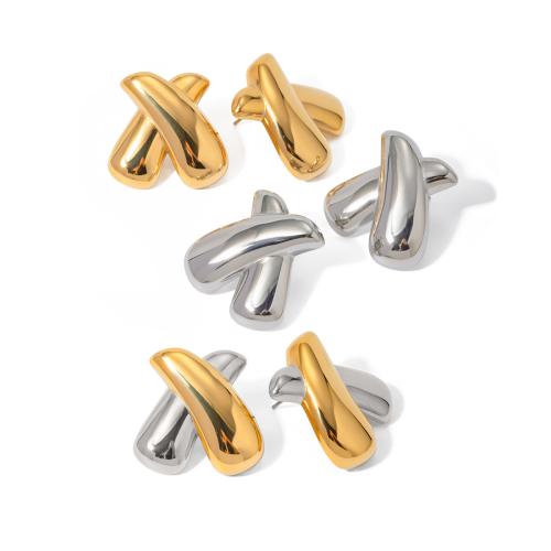 Stainless Steel Stud Earrings, 304 Stainless Steel, Letter X, plated, fashion jewelry & for woman, more colors for choice, 26.30x26.60mm, Sold By Pair