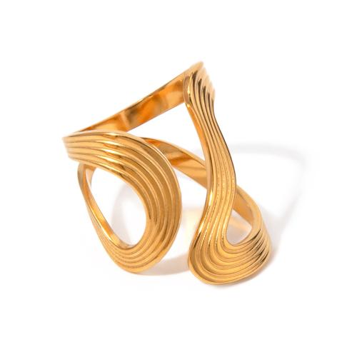 Stainless Steel Finger Ring, 304 Stainless Steel, 18K gold plated, fashion jewelry & Unisex & for woman, Sold By PC