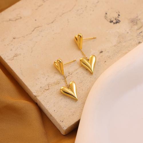 Titanium Steel  Earring, Heart, Vacuum Ion Plating, for woman, nickel, lead & cadmium free, Sold By PC