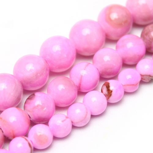 Perles en jade, Jade brun pâle, Rond, poli, DIY & normes différentes pour le choix, rose, Vendu par brin