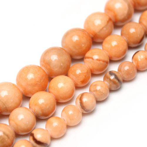 Perles en jade, Jade brun pâle, Rond, poli, DIY & normes différentes pour le choix, orange, Vendu par brin