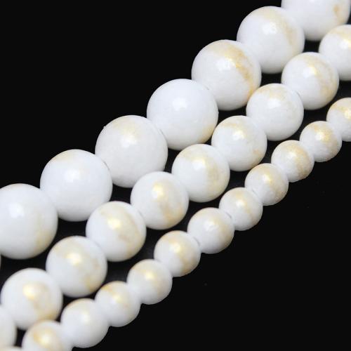 Gemstone Jewelry Beads Cloisonne Stone Round polished DIY white Sold By Strand